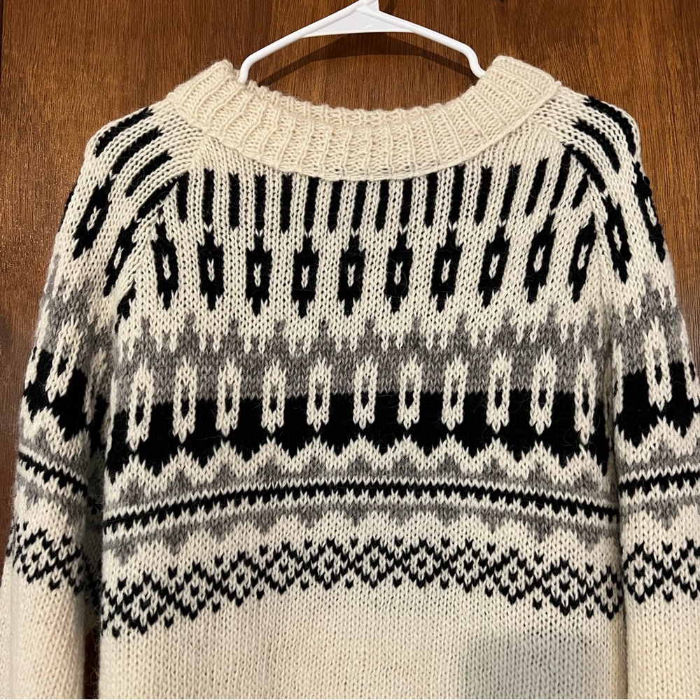 Icelandic lopapeysa Wool Knit Sweater - Handmade in Iceland 100% Wool Mens L - Picture 3 of 10
